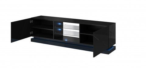 Szafka RTV QIU 200 MDF czarny połysk/czarny połysk - Galeria zdjęcie 3