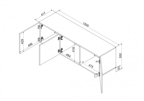 Szafka RTV 3D ALMA 150x41,5xH55 kaszmir - Galeria zdjęcie 4