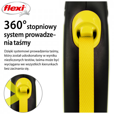 FLEXI New Neon S żółta - automatyczna smycz dla psa - 5m - Galeria zdjęcie 5