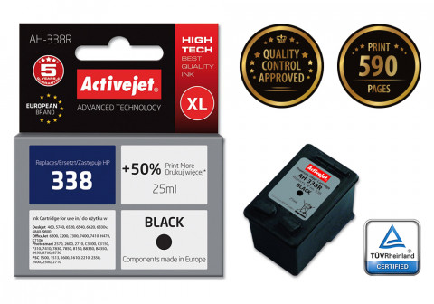 Activejet AH-338R Tusz do drukarki HP, Zamiennik HP 338 C8765EE; Premium; 25 ml; czarny. Drukuje więcej o 50%. - Galeria zdjęcie 2