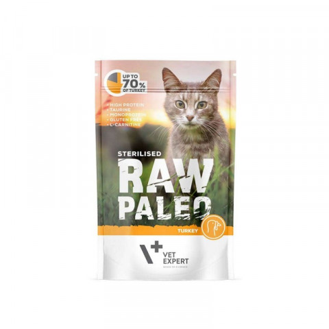VETEXPERT Raw Paleo Adult Cat Sterilised Indyk - mokra karma dla kota - 100g - Galeria zdjęcie 1