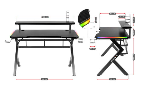 Biurko gamingowe Huzaro Hero 5.0 RGB - Galeria zdjęcie 7