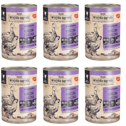 WIEJSKA ZAGRODA Kurczak z kaczką - mokra karma dla kota - 6x400g - Galeria zdjęcie 1