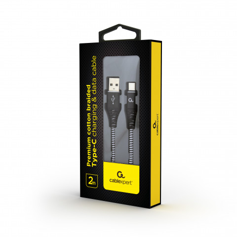 GEMBIRD PREMIUM KABEL USB-C 2.0 2M,CZARNO/BIAŁY - Galeria zdjęcie 2