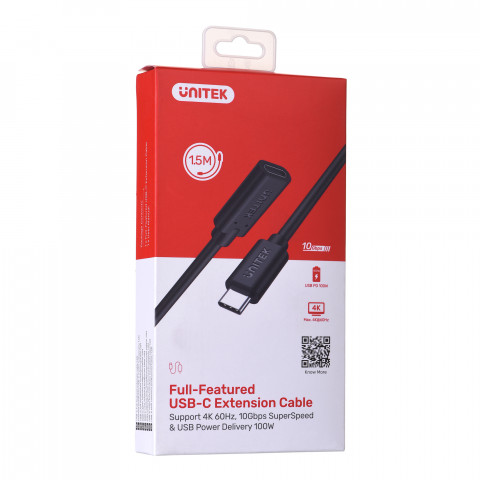 UNITEK PRZEDŁUŻACZ USB-C 10GBPS 4K60HZ PD 100W,1,5 - Galeria zdjęcie 5
