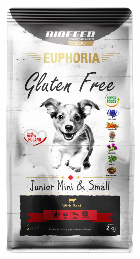BIOFEED Euphoria Gluten Free Junior mini & small Wołowina - sucha karma dla psa - 2 kg - Galeria zdjęcie 1