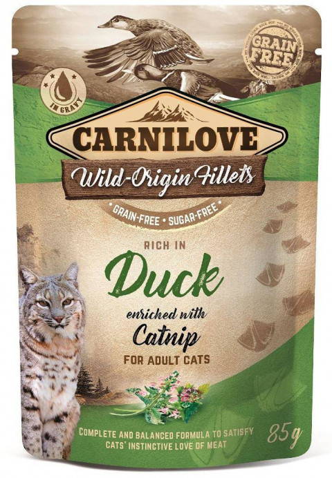 CARNILOVE Cat Pouch Duck & Catnip - mokra karma dla kota - 85g - Galeria zdjęcie 1