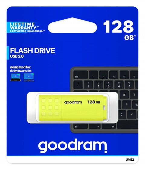 GOODRAM FLASHDRIVE 128GB UME2 USB 2.0 YELLOW - Galeria zdjęcie 5