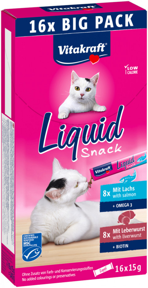 VITAKRAFT Liquid SNACK wątróbka+łosoś - Przysmak dla kota - 16szt - Galeria zdjęcie 1