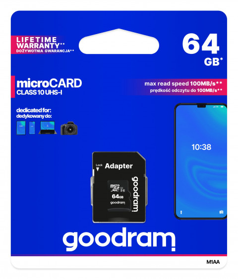 GOODRAM microSDXC 64GB class 10 UHS I + adapter - Galeria zdjęcie 3