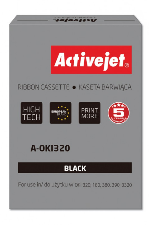 Activejet A-OKI320 Taśma Activejet do drukarki Oki, Zamiennik OKI 9002303; Supreme; 2000000 znaków; czarny. - Galeria zdjęcie 1