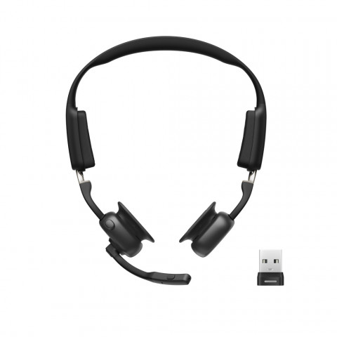 Słuchawki bezprzewodowe kostne Shokz OpenMeet mic-ANC USB-C + adapter USB-A czarne - Galeria zdjęcie 1