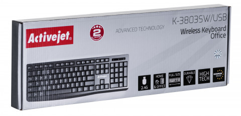 Activejet K-3803SW Klawiatura bezprzewodowa zasilanie baterią 1x 1,5V AAA czarna - Galeria zdjęcie 2