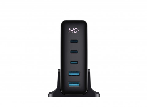 Havit UCLE004 EU - pięcioportowa ładowarka podróżna GaN 140 W, czarna - Galeria zdjęcie 6