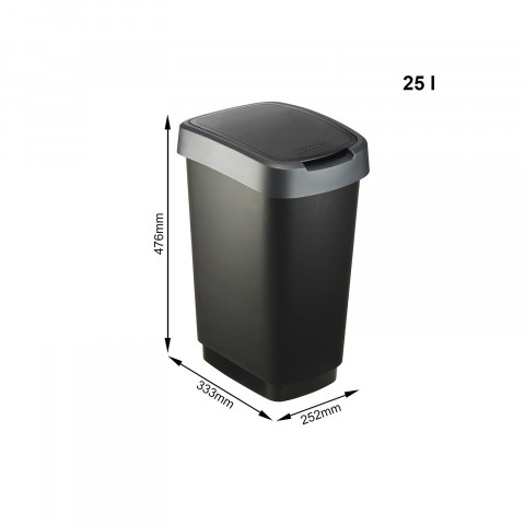 ROTHO Twist Srebrny - kosz na śmieci - 25l - Galeria zdjęcie 5