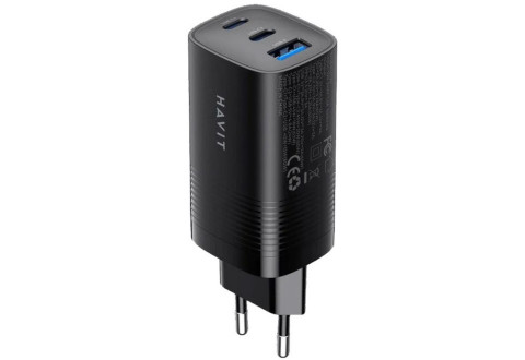 Havit UC20 - trzyportowa ładowarka podróżna GaN 65 W, czarna - Galeria zdjęcie 1
