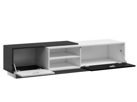 Szafka RTV SIGMA1 180 biały/czarny połysk - Galeria zdjęcie 4
