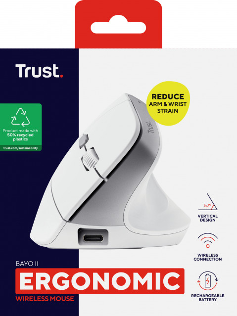 Mysz Trust BAYO II ERGONOMIC WIRELESS White (25398) - Galeria zdjęcie 8