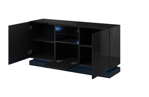 Komoda QIU 2D1K 150x41,5xH75 czarny połysk/czarny połysk - Galeria zdjęcie 2