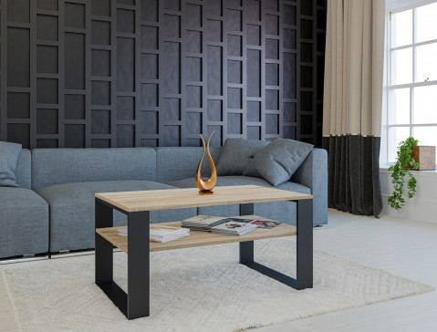 Stolik ława MODERN 1P 90x58xH50 sonoma/czerń - Galeria zdjęcie 4