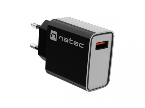 NATEC ŁADOWARKA SIECIOWA RIBERA USB-A 18W CZARNA - Galeria zdjęcie 1