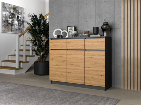 Komoda 3D3S 120x40xH97 antracyt/artisan - Galeria zdjęcie 3