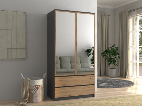 Szafa SS-90 LUSTRO 90x50xH180 antracyt/artisan - Galeria zdjęcie 2