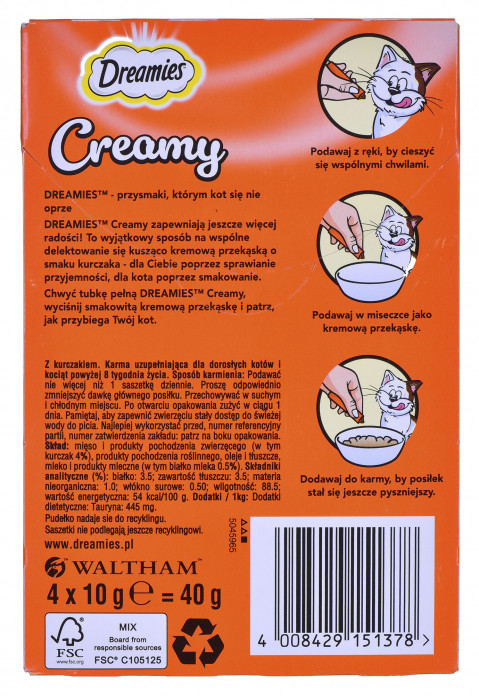 DREAMIES Creamy Kurczak - przysmak dla kota - 4x10 g - Galeria zdjęcie 4