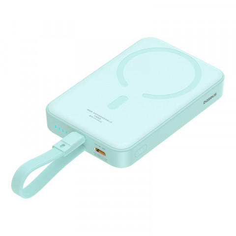 Powerbank Baseus Magnetic Mini Air Wireless 10000mAh 20W+kabel USB C-USB C (peppermint blue) - Galeria zdjęcie 5