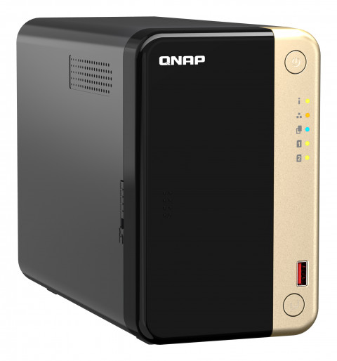 Qnap TS-264-8G, Tower, 2 x 2.5"/3.5" SATA, Intel Celeron N5105/N5095 4C/4T, 8 GB DDR4 onboard not expandable, 2 x 2.5GbE, optional 10GbE, External adapter (PSU) - Galeria zdjęcie 3