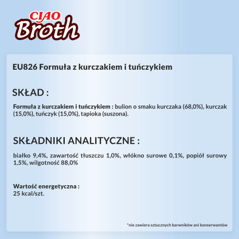 INABA Ciao Broth Chicken & Tuna Kurczak z tuńczykiem w rosole - przysmak dla kota - 4x40g + GRATIS - Galeria zdjęcie 9