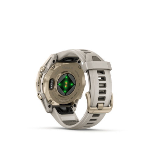 Garmin Fenix 8 43 mm AMOLED Sapphire Soft gold z piaskowo-beżowym paskiem - Galeria zdjęcie 2
