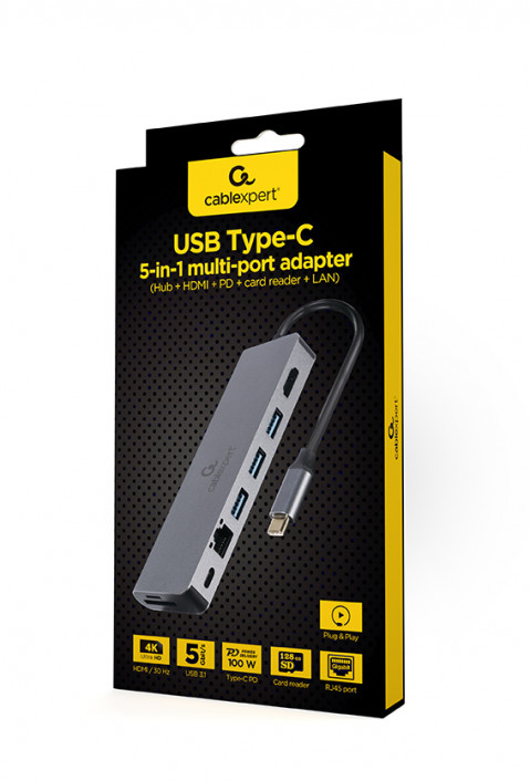GEMBIRD MULTI ADAPTER USB TYP-C 5W1 15CM - Galeria zdjęcie 5