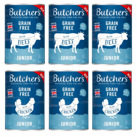 BUTCHER'S Original Junior MIX SMAKÓW - mokra karma dla psa - 6x400g - Galeria zdjęcie 1