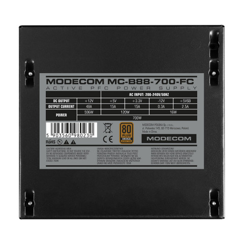 MODECOM ZASILACZ MC-B88-700FC 80+ BRONZE 230V BULK - Galeria zdjęcie 4