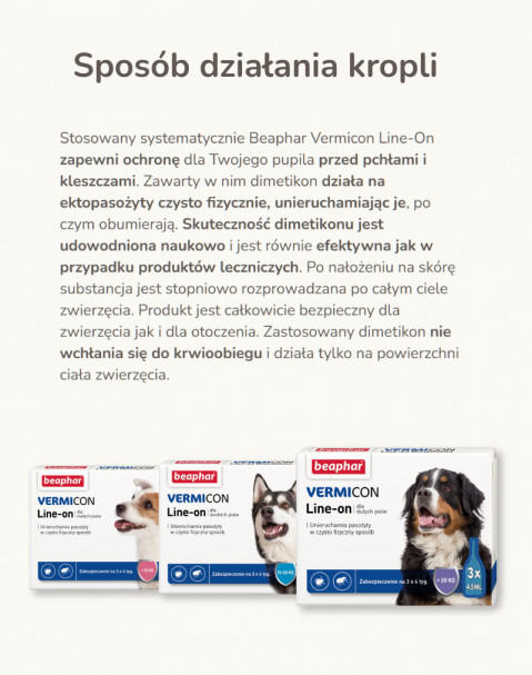 BEAPHAR VERMIcon Line-on Dog L - krople przeciw pasożytom dla psa - 3x4,5 ml - Galeria zdjęcie 7