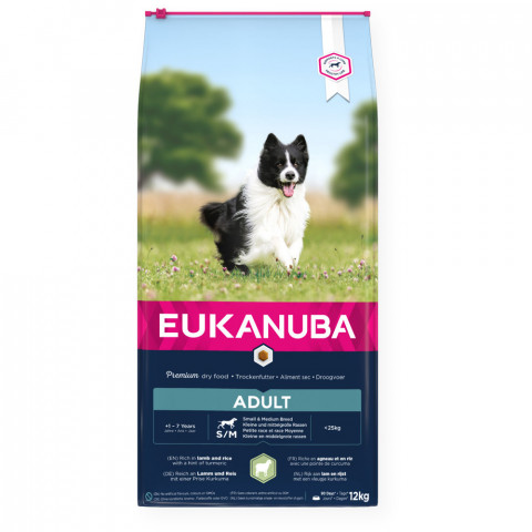 EUKANUBA Adult Small&Medium Breeds Lamb&Rice - sucha karma dla psa - 12 kg - Galeria zdjęcie 1