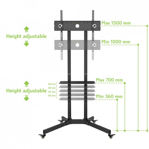 TECHLY STOJAK MOBILNY TV LED/LCD 30-65 CALI 60KG 1 - Galeria zdjęcie 8