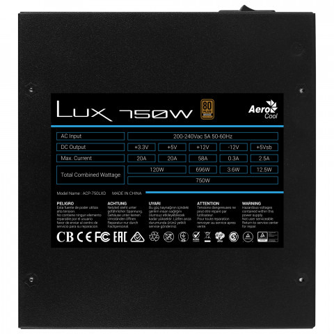 ZASILACZ AEROCOOL PGS LUX 750W 80+ Bronze - Galeria zdjęcie 4