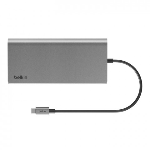 BELKIN HUB USB-C 8W1, 10 GBPS, 2X HDMI 4K SZARY - Galeria zdjęcie 2