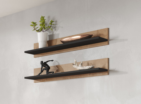 Półka 125cm (2szt) SOHO dąb lefkas + czarny - Galeria zdjęcie 2