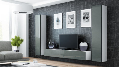 Zestaw meblowy VIGO 4 biały/szary połysk - Galeria zdjęcie 1