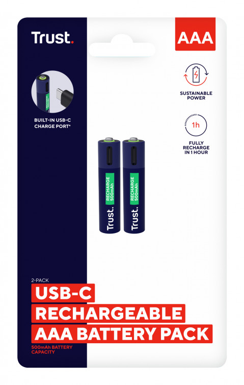 Baterie AAA Trust USB-C RECHARGEABLE BATTERIES 2P (25585) - Galeria zdjęcie 5