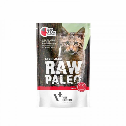 VET EXPERT Raw Paleo Adult Cat Sterilised Wołowina - mokra karma dla kota - 100 g - Galeria zdjęcie 1