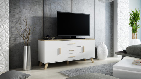 Komoda LOTTA 150 2D3S biały+ dąb sonoma - Galeria zdjęcie 3