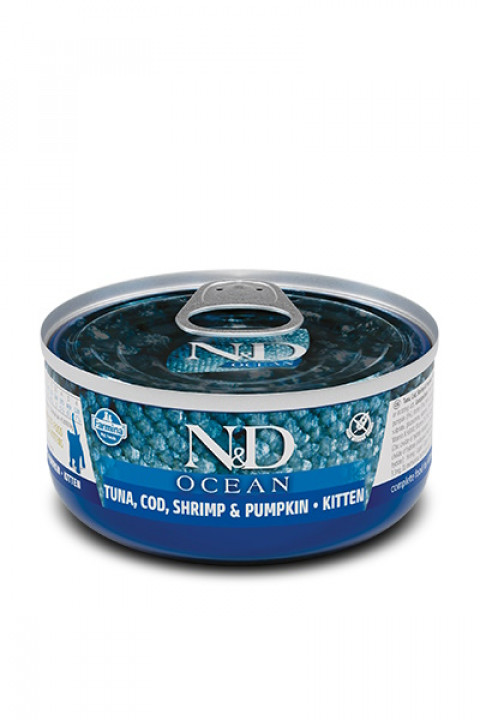 FARMINA N&D Ocean Kitten Tuna, Cod, Shrimp & Pumpkin – mokra karma dla kota – 70g - Galeria zdjęcie 1