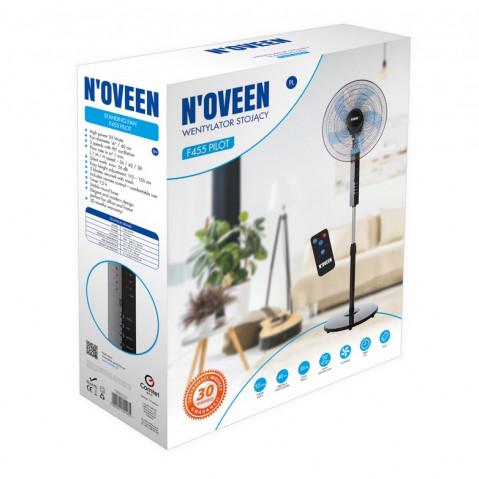 Wentylator stojący 16”/40 cm NOVEEN F455 pilot 55 Wat Czarny - Galeria zdjęcie 3