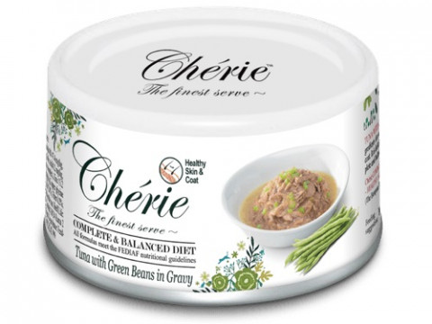 CHERIE Skin & Coat Tuńczyk z zieloną fasolką - mokra karma dla kota - 80g - Galeria zdjęcie 1