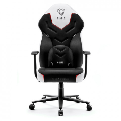 Fotel gamingowy DIABLO X-GAMER fotel czarno-biały - Galeria zdjęcie 1