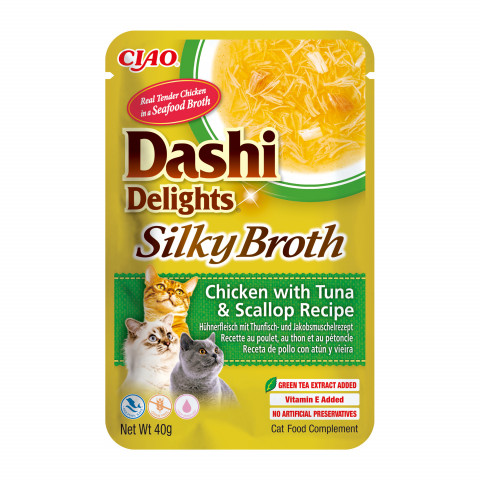 INABA CAT Dashi Delights Silky Broth Chicken with Tuna & Scallop - przysmak dla kota - 4x40g + GRATIS - Galeria zdjęcie 4
